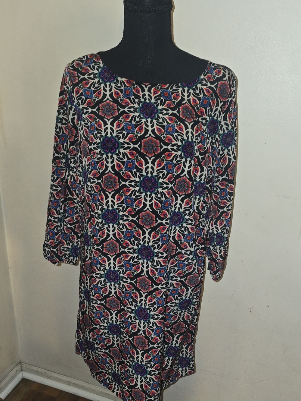 Old Navy Floral-Geometric Midi Dress - Black/Purple/Pink